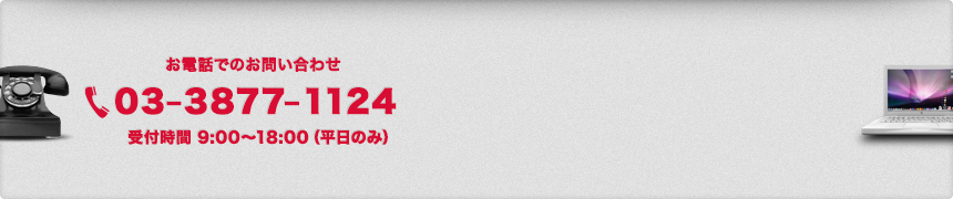 お電話でのお問い合わせ 03-3877-1124　受付時間9：00～18：00(平日)